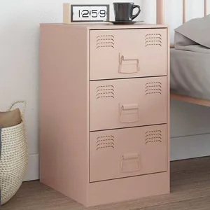 vidaXL Table de chevet rose 34,5x39x62 cm acier pas cher
