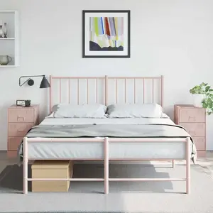 vidaXL Tables de chevet 2 pcs rose 34,5x39x62 cm acier pas cher
