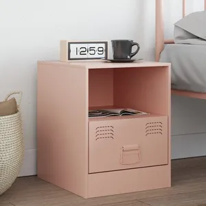 vidaXL Table de chevet rose 34,5x39x44 cm acier pas cher