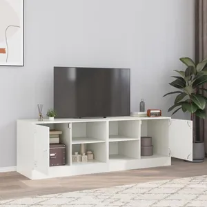 vidaXL Meubles TV 2 pcs blanc 67x39x44 cm acier pas cher