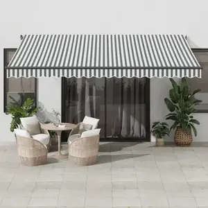 vidaXL Auvent manuel rétractable anthracite et blanc 450x350 cm pas cher