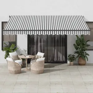 vidaXL Auvent manuel rétractable avec LED anthracite blanc 450x350 cm pas cher