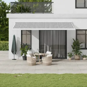Comparateur de prix : vidaXL Auvent rétractable anthracite et blanc 5x3 m tissu et aluminium
