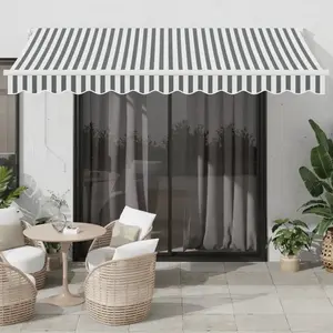 Vidaxl auvent rétractable anthracite et blanc 3,5x2,5m tissualuminium pas cher