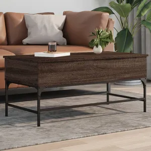 vidaXL Table basse chêne marron 100x50x45cm bois d'ingénierie et métal pas cher