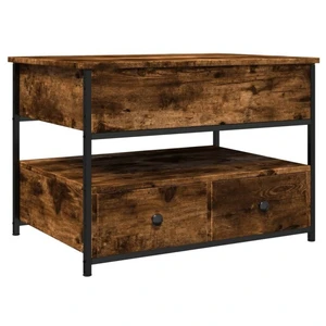 vidaXL Table basse chêne fumé 70x50x50 cm bois d'ingénierie et métal pas cher