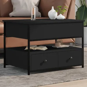 vidaXL Table basse noir 70x50x50 cm bois d'ingénierie et métal pas cher