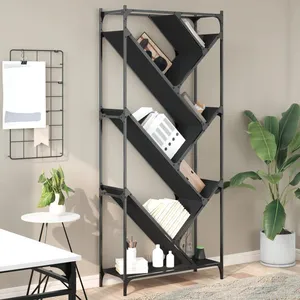 Comparateur de prix : vidaXL Bibliothèque noir 79x30x180 cm bois d'ingénierie et métal