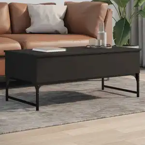 vidaXL Table basse noir 100x50x40 cm bois d'ingénierie et métal pas cher