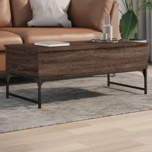 vidaXL Table basse chêne marron 100x50x40cm bois d'ingénierie et métal pas cher