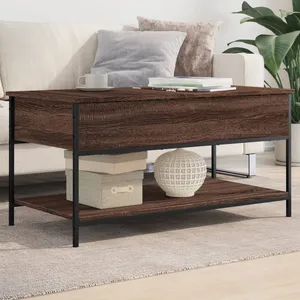 vidaXL Table basse chêne marron 100x50x50cm bois d'ingénierie et métal pas cher