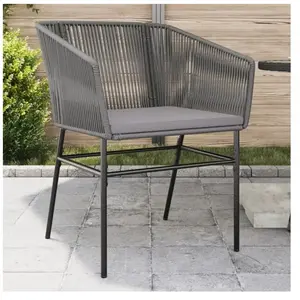 vidaXL Chaises de jardin lot de 2 avec coussins gris résine tressée pas cher