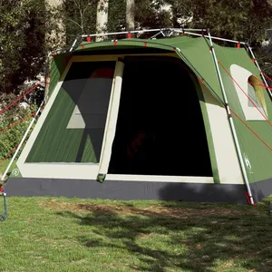 vidaXL Tente familiale cabine 7 personnes vert dégagement rapide pas cher