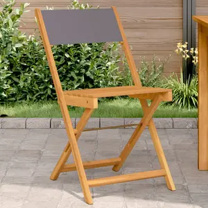 vidaXL Chaises de bistrot lot de 2 anthracite bois acacia massif tissu pas cher