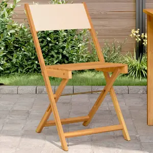 vidaXL Chaises de bistrot lot de 2 beige bois d'acacia massif et tissu pas cher