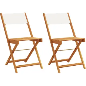 vidaXL Chaises de bistrot lot de 2 blanc crème bois acacia et tissu pas cher