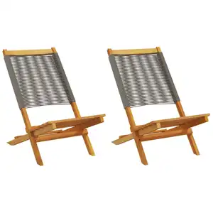 vidaXL Chaises de jardin lot de 2 gris bois d'acacia et polypropylène pas cher