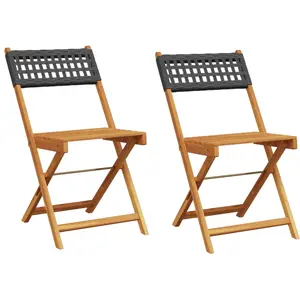 vidaXL Chaises de bistrot lot de 2 noir bois massif d'acacia et rotin pas cher