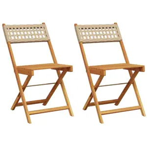 Comparateur de prix : vidaXL Chaises de bistrot lot de 2 beige bois massif d'acacia et rotin