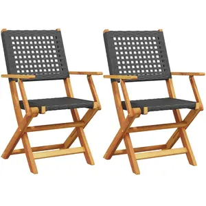 Comparateur de prix : vidaXL Chaises de jardin lot de 2 noir bois massif d'acacia et rotin