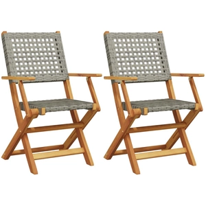 vidaXL Chaises de jardin lot de 2 gris bois massif d'acacia et rotin pas cher