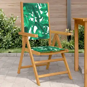 vidaXL Chaises de jardin lot de 2 motif de feuilles acacia et tissu pas cher