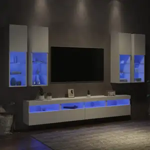 Comparateur de prix : vidaXL Ensemble de meubles TV muraux 7 pcs avec lumières LED blanc