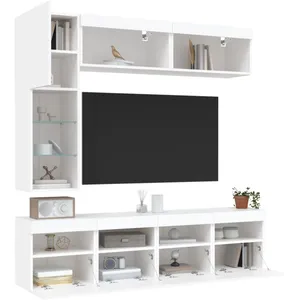 Comparateur de prix : vidaXL Ensemble de meubles TV muraux 7 pcs avec lumières LED blanc