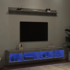 vidaXL Unités murales TV avec LED 5 pcs gris béton bois d'ingénierie pas cher