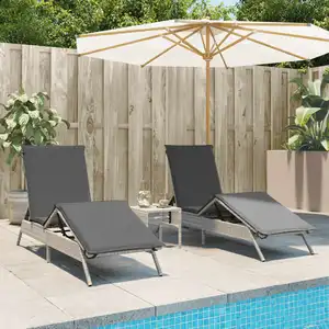 Comparateur de prix : vidaXL Chaises longues lot de 2 avec table gris clair résine tressée