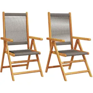 vidaXL Chaises de jardin lot de 2 gris bois d'acacia et polypropylène pas cher