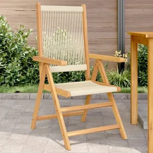 vidaXL Chaises de jardin lot de 2 beige bois d'acacia et polypropylène pas cher