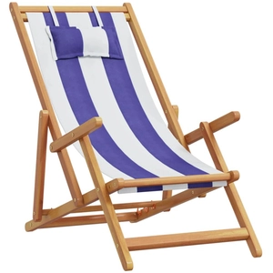 Comparateur de prix : vidaXL Chaise de plage pliable bleu et blanc bois d'eucalyptus/tissu