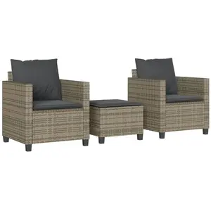 Comparateur de prix : vidaXL Ensemble de bistro 3 pcs avec coussins gris résine tressée