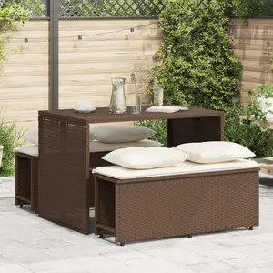vidaXL Ensemble à manger de jardin 3 pcs et coussins marron poly rotin pas cher