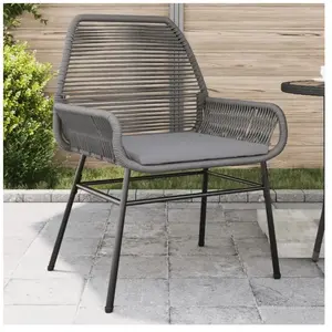 vidaXL Chaises de jardin lot de 2 avec coussins gris résine tressée pas cher