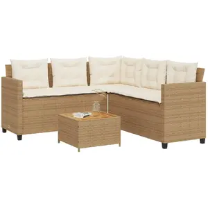 Comparateur de prix : vidaXL Canapé de jardin avec table et coussins en forme de L beige