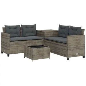 vidaXL Canapé de jardin avec table et coussins en forme de L beige