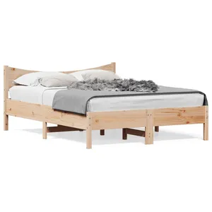 vidaXL Vidaxl Cadre De Lit Sans Matelas 135x190 Cm Bois De Pin Massif pas cher