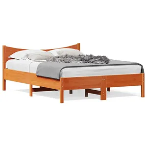 vidaXL Cadre de lit sans matelas cire marron 140x190cm bois pin massif pas cher