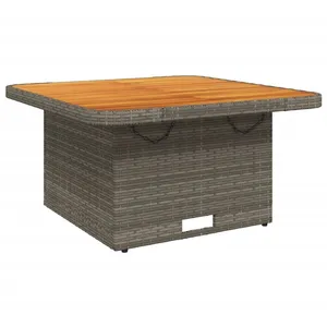 Comparateur de prix : vidaXL Table de jardin gris 80x80x71 cm résine tressée et bois acacia