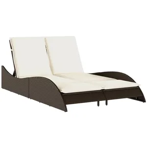 Comparateur de prix : vidaXL Chaise longue avec coussins marron 114x205x73 cm résine tressée