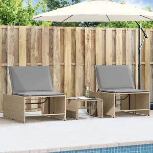 Comparateur de prix : vidaXL Chaises longues lot de 2 avec table beige résine tressée