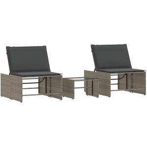 Comparateur de prix : vidaXL Chaises longues lot de 2 avec table gris résine tressée