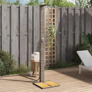 Comparateur de prix : vidaXL Douche d'extérieur gris 50x55x224 cm résine tressée bois acacia