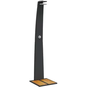 Comparateur de prix : vidaXL Douche d'extérieur noir 55x60x224 cm résine tressée bois acacia
