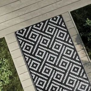 Comparateur de prix : Vidaxl - Tapis d'extérieur arakil Blanc et noir 80x150 cm pp