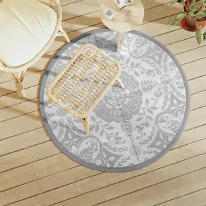 Tapis d'extérieur ARAKIL gris clair Ø120 cm PP vidaXL