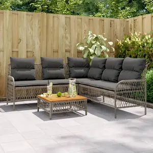 vidaXL Salon de jardin 2 pcs avec coussins Gris Résine tressée pas cher