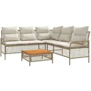 vidaXL Salon de jardin avec coussins 2 pcs beige résine tressée pas cher